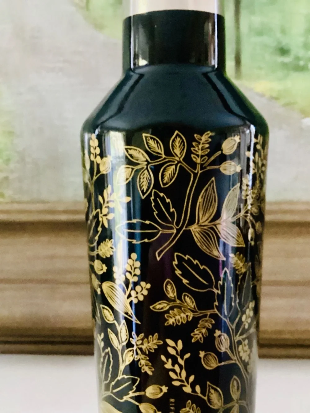 Corkcicle x Rifle Paper Black Gold Floral Queen Ann Canteen 16 Oz Tumbler Bottle
